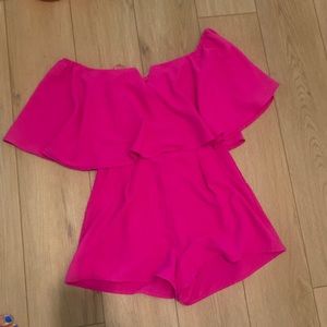 Hot Pink Off The Should Romper